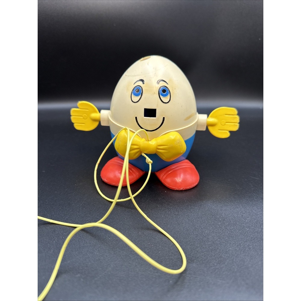 FISHER PRICE HUMPTY DUMPTY #736 PULL TOY SPINNING HANDS 1970 Vintage Antique‎